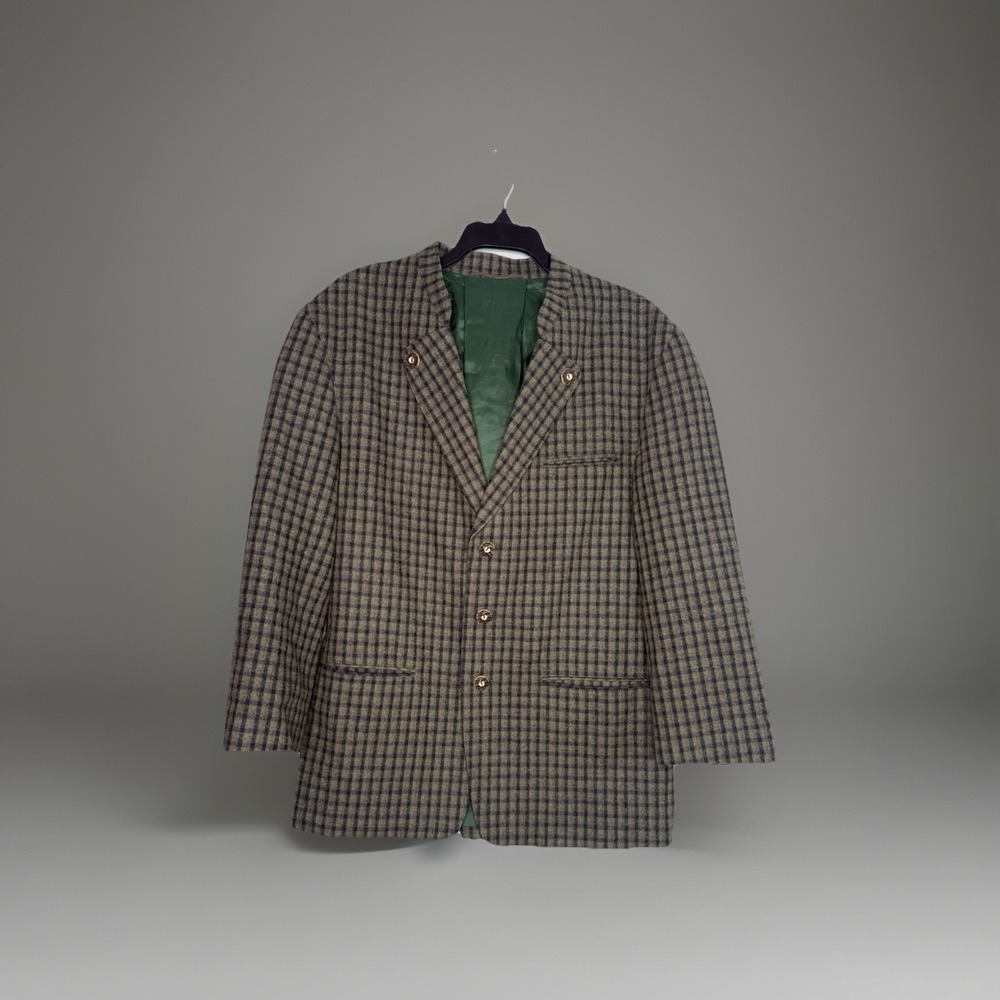 Vintage Loden-Frey Austrian Wool Trachten Wool Plaid Blazer Jacket